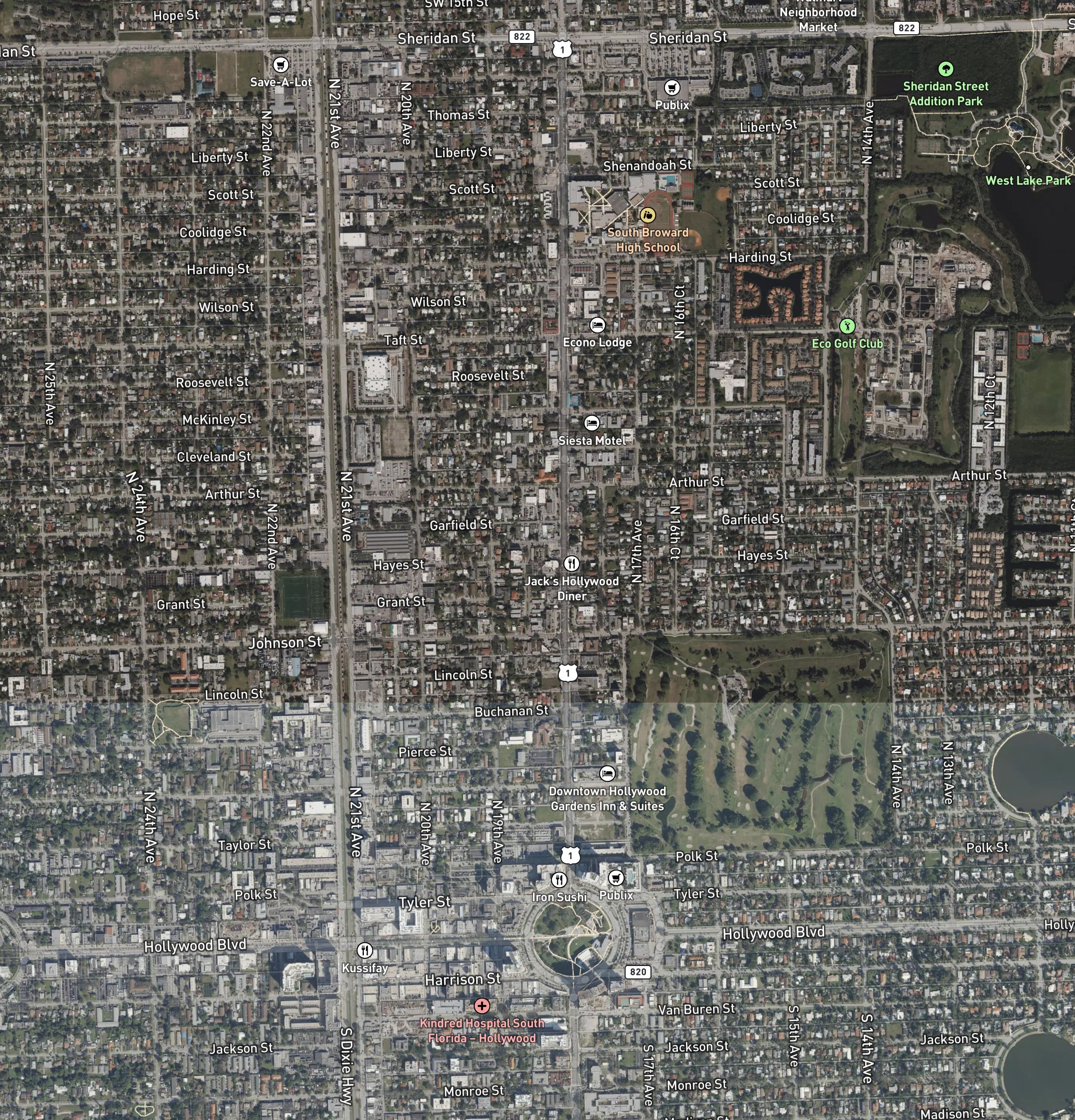 Map of Hollywood rental market with TEN50 and comparable properties