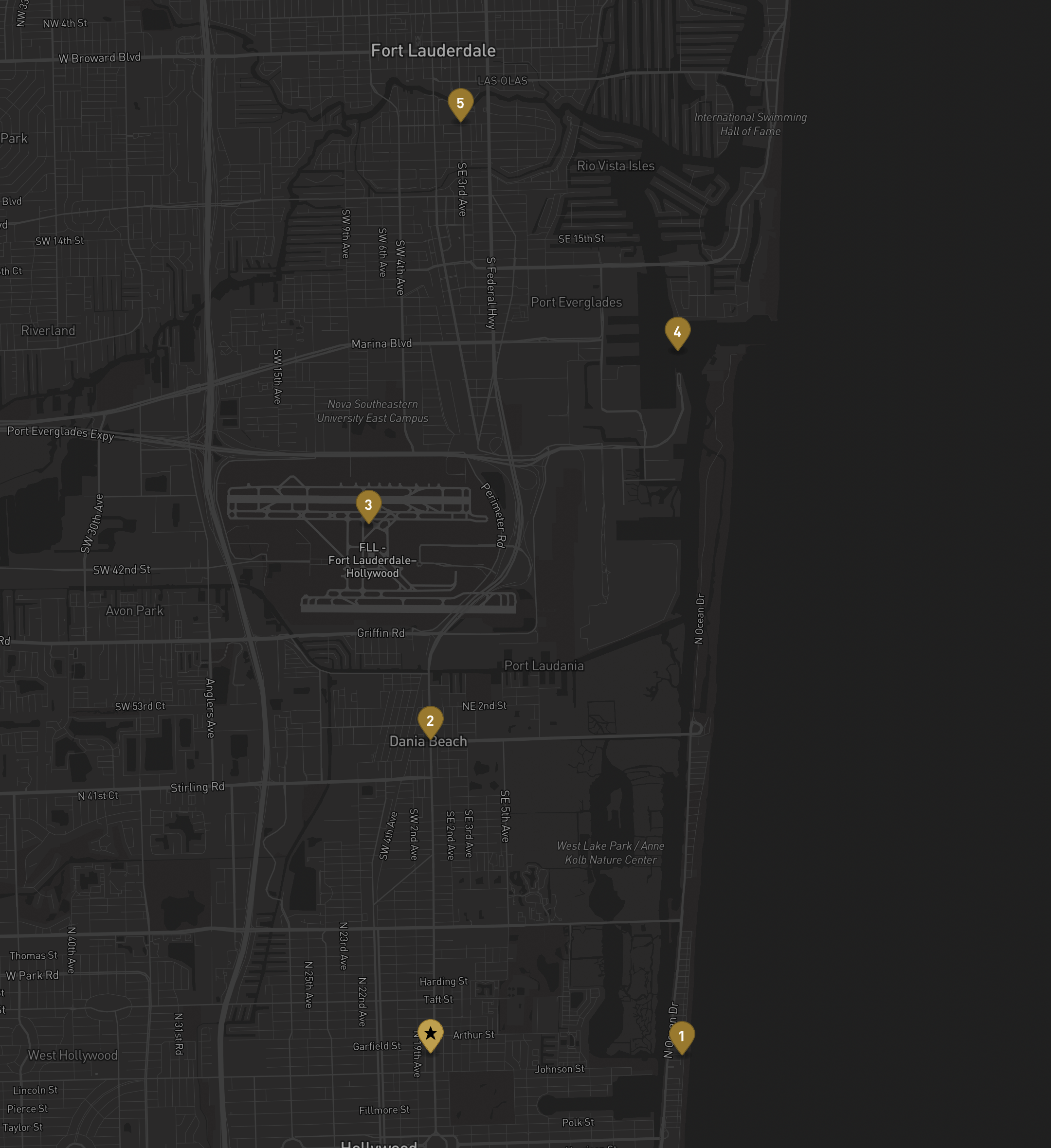 Map of TEN50 location and nearby points of interest
